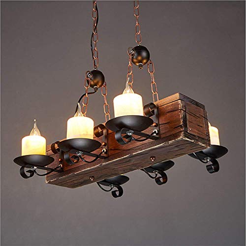 LAKIQ Farmhouse Hanging Chandelier Light 6 Lights Industrial Rustic Pendant Lighting Fixture Island Lights for Kitchen Island Dining Room Bar Restaurant