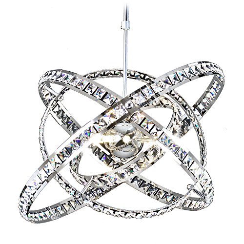MEEROSEE MD86263MN Modern Orb Globe Cage Round Pendant Fixtures Dining Room Contemporary Ceiling Lights Sphere Crystal Chandelier