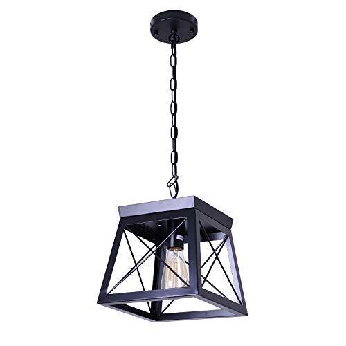 Ncmoyin Metal Country ChandeliersRetro Black Pendant Light Loft Ceiling Light LuminaireSmall Dining Room Light Fixture