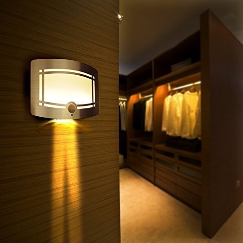 Brafuzom Aluminum Case Wireless Motion Sensor Activated LED Wall Sconce Night Light - 4 AA Batteries Operated Not included