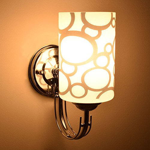 Homelek one-light Interior wall ficture Brushed Nickel Finished with Frosted Glass Cover Wall Sconce