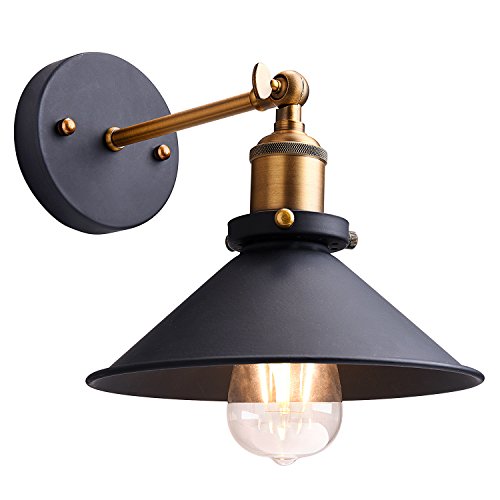 Metal Wall Sconce Lighting ShadeOak Leaf 180 Degree Adjustable Industrial Vintage Sconce Light Wall Lamp