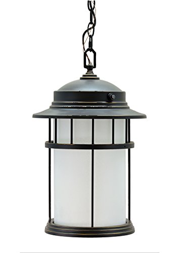 Aspen Creative 60004 1 Light Medium Outdoor Hanging Pendant Light Fixture with Dusk to Dawn Sensor Transitional Design in Aged Bronze Patina 17 34 High