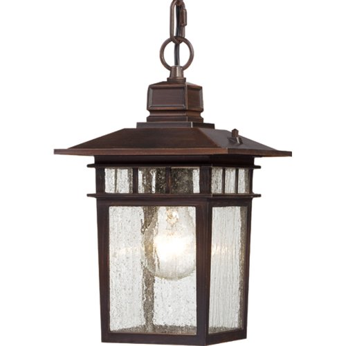 Nuvo Lighting 604955 Cove Neck One Light Hanging Lantern 100 Watt A19 Max Clear Seeded Glass Rustic Bronze Outdoor