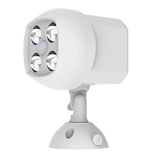 Easgear&reg Motion Sensor Light 600 Lumens Battery Operated 4 Led Weatherproof Spotlight Outdoor White