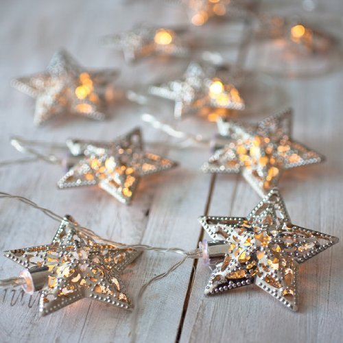 Nascco 10 Led Morocco Star Battery Operated String Lights Outdoor Christmas Tree Lights For Patio Garden Lawn