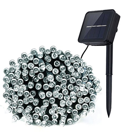 Innoo Tech Outdoor String Lights Solar Powered 200 LED Garden String Lights 8 Moder for Patio Deck Proch Yard Lawn Christmas Tree Decoration White