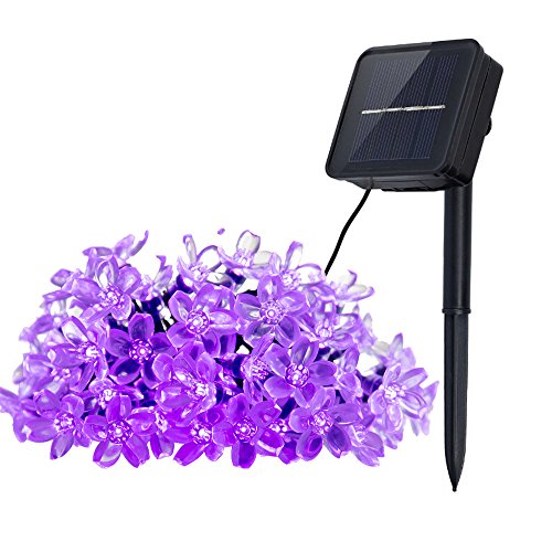 Innoo Tech Solar Outdoor String Lights 21ft 50 LED Purple Blossom Christmas Lights for BedroomGardenWalkway