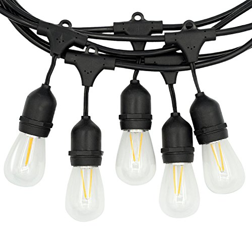 Led Outdoor Commercial Grade String Lights 48 Foot  15 Standard Base - Premium Durable Materials With E26 Medium