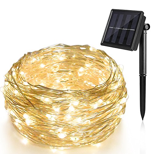 Solar String Lights 72 ft Waterproof 8 Modes Ankway Bendable Copper Wire High Efficiency 200 LED Durable Fairy Outdoor String Lights for Garden Patio Wedding and Christmas Party Warm White