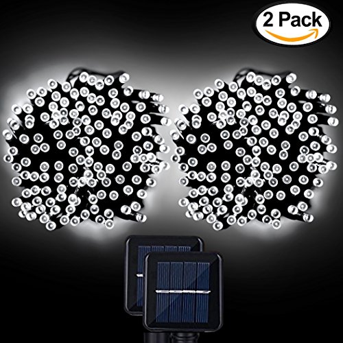 Solar String Lights Lemontec 200 Led Holiday String Lighting Outdoor Solar Patio Lights Fit Chrismas Garden Wedding Party LandscapeWhite 2 Pack 400 LED