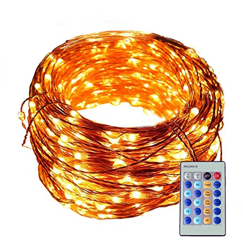 Ucharge Outdoor String Lights99ft 300LEDS Copper Wire Starry Lights with Remote Control Waterproof for Garden Trees Home Wedding Christmas Party Outdoor and IndoorWarm White
