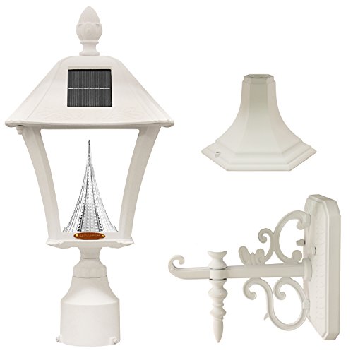 Gama Sonic Baytown Solar Outdoor Led Light Fixture Polepostwall Mount Kit White Finish gs-106fpw-w