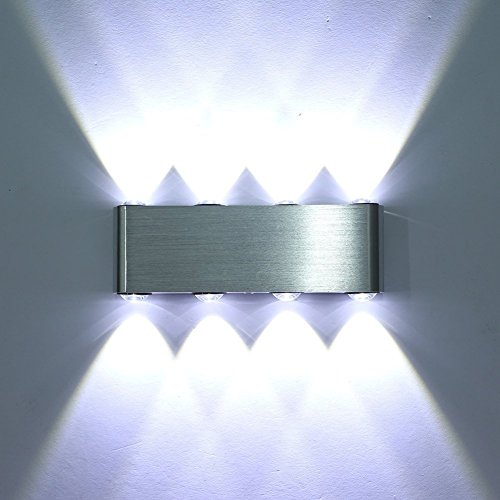 Sanyi Nolvety Wall Lamp 8W LED Modern Wall Sconce Aluminum Wall Light Fixture Hardwired up Down Light for Theater Studio Store Hall Porch Corridor Bedside Bedroom Mirror-lightwhite light