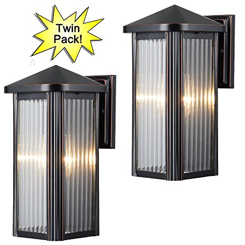 Hardware House 230742 12-1/2-by-6-inch Aluminum Outdoor Light Fixtures, Oil Rubbed Bronze - Twin Pack