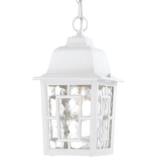 Nuvo Lighting 604931 Banyon One Light Hanging Lantern 100 Watt A19 Max Clear Water Glass White Outdoor Fixture