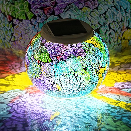 Color Changing Solar Powered Glass Ball Led Garden Lights, Rechargeable Solar Table Lights, Outdoor Waterproof