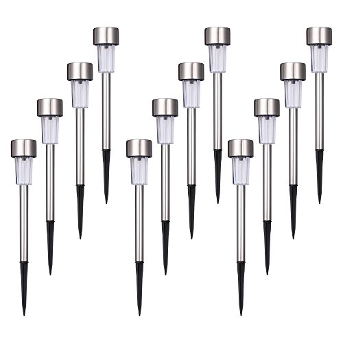 Ecocity Solar Lights Outdoor Garden Light Landscape  Pathway Lights Stainless Steel-12 Pack