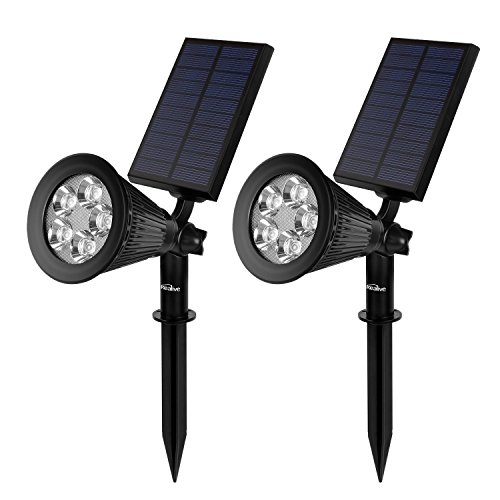 Kealive Solar Lights Outdoor Garden Lights with 5 LED Spotlights Waterproof Adjustable Auto Dark Sensor Landscape Light for Garden Lawn 2 pack