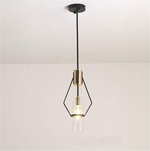 SUSUO Pendant Lighting Handblown Glass Drop Ceiling Lights with Black Matte Iron Frame - Contemporary Light Fixture for Kitchen Island Dining Room Brushed Brass Finish