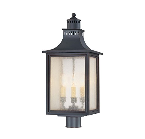 Savoy House Lighting 5-255-25  Monte Grande Collection 3-light Outdoor Post Mount Lantern Slate Finish With Pale