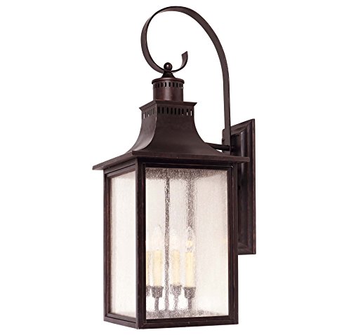 Savoy House Lighting 5-257-13 Monte Grande Collection 4-Light Outdoor Wall Mount Lantern English Bronze Finish with Pale Cream Seeded Glass
