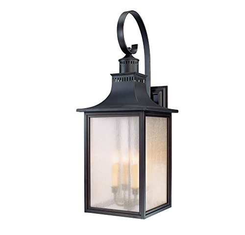 Savoy House Lighting 5-257-25 Monte Grande Collection 4-Light Outdoor Wall Mount Lantern Slate Finish with Pale Cream Seeded Glass