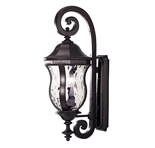 Savoy House Lighting KP-5-300-BK Monticello Collection 3-Light Outdoor Wall Mount Lantern Black Finish with Clear Watered Glass