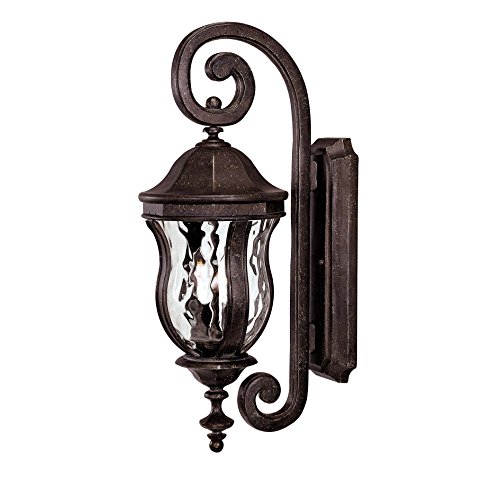 Savoy House Lighting KP-5-305-40 Monticello Collection 2-Light 22-inch Outdoor Wall Mount Lantern Walnut Patina Finish with Clear Watered Glass