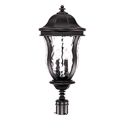Savoy House Lighting KP-5-308-BK Monticello Collection 4-Light Outdoor Post Mount Lantern Black Finish with Clear Watered Glass