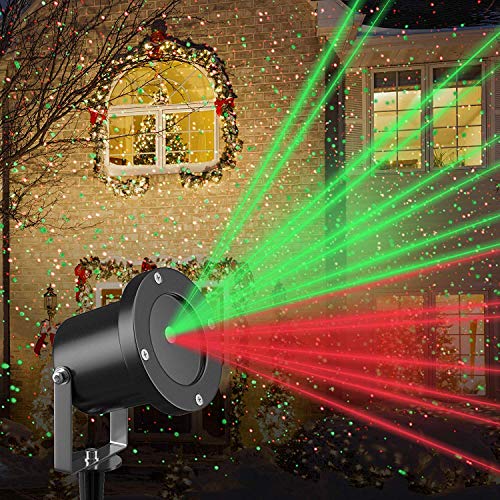 Christmas Laser Light Projector by Gideon Rotating LED Holiday Laser Projection Show Remote Control Outdoor Weather-Proof Sparkling Red and Green Landscape Decorative Lighting Great for House Parties