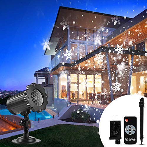 Christmas Projector Lights Outdoor B-right Snowflake Projection Lights Waterproof LED Christmas Snow Lights with Remote Control Sparkling Landscape Decorative Lighting for Xmas Thanksgiving Party
