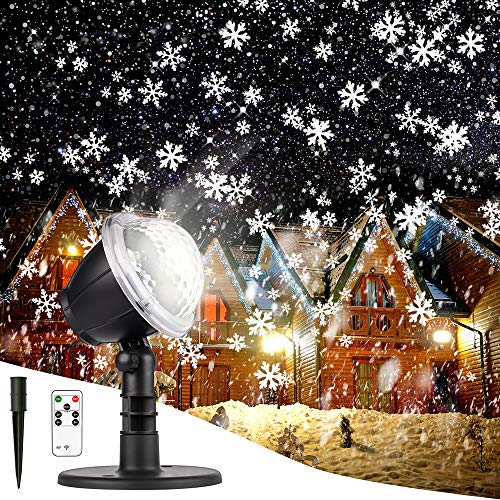 Christmas Projector Lights Outdoor LED Snowflake Christmas Lights with Remote Control Outdoor Landscape Patio Garden Decorative Lighting for Christmas Xmas Holiday Birthday Party Stage