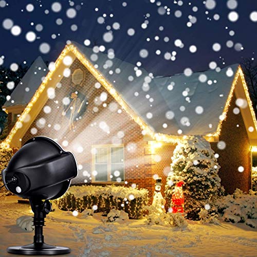 Christmas Snowflake Projector LED Lights CroLED Rotating Snowfall Landscape Lights with Remote Outdoor Indoor Night Light Waterproof Spotlight Decorative Lighting for Holiday Xmas Party