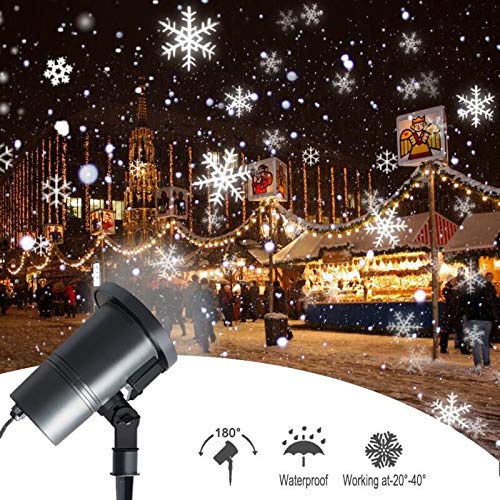 Christmas Snowflake Projector Lights Rotating LED Snowfall Projection Lamp Remote Control Waterproof Outdoor Landscape Decorative Lighting for PatioGardenHalloweenChristmasHolidayParty