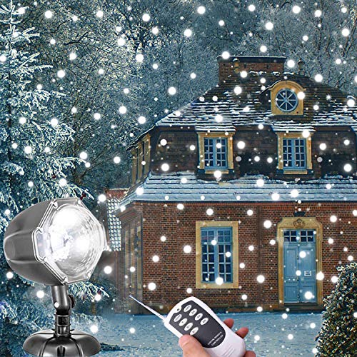 Snowfall LED Lights AOLOX Christmas Snowflake Rotating Projectors Lights Remote Control Waterproof Outdoor Landscape Decorative Lighting for PatioGardenHalloweenChristmasHolidayWeddingParty