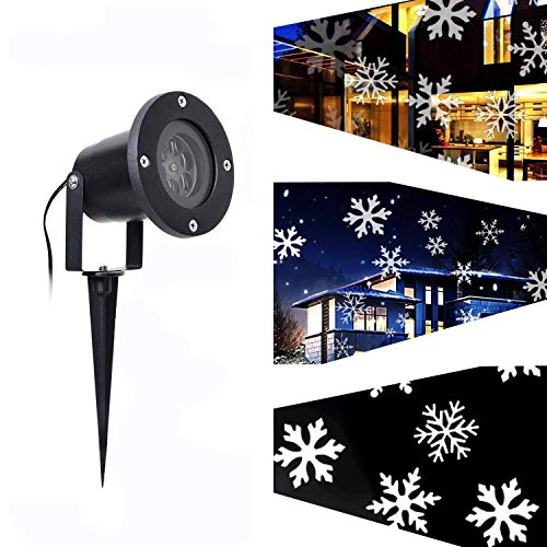 Waterproof LED White Snowflake Holiday Decorative Projector Lights Christmas LED Projector Lights Outdoor Indoor for Christmas Party Decorative Lighting