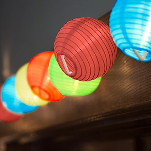 24 Multi Color Mini Nylon String Patio Lights - Extra Long Extendable Indoor Outdoor - 16Ft - Includes Hanging Hooks