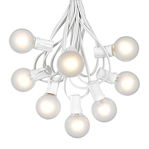 G40 Globe String Lights With 25 Frosted Globe Bulbs - IndoorOutdoor Commercial Use - Vintage Backyard Patio Lights - Outdoor String Lights - Globe Wedding Light String - White Wire - 25 Foot
