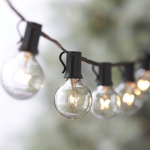 Lampat String Lights Vintage Backyard Patio Lights with 25 Clear Globe Bulbs-UL listed for IndoorOutdoor Use Globe Wedding Light String Umbrella String Light 25FT