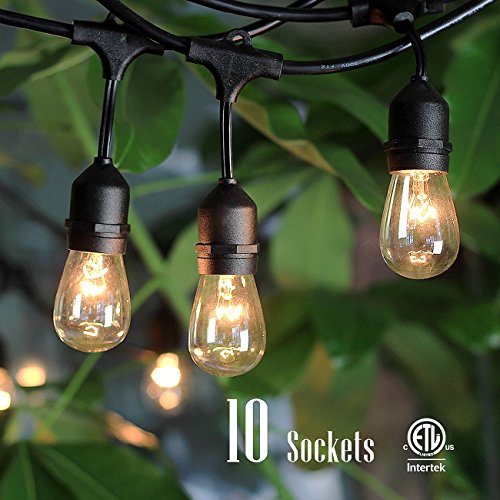 Outdoor String Lights with 10 Dropped Sockets SHINE HAI UL-listed for Commercial and Industrial Use Linkable Light Strings Perfect for DIY with 48 FT Length Patio Lights 14 FT