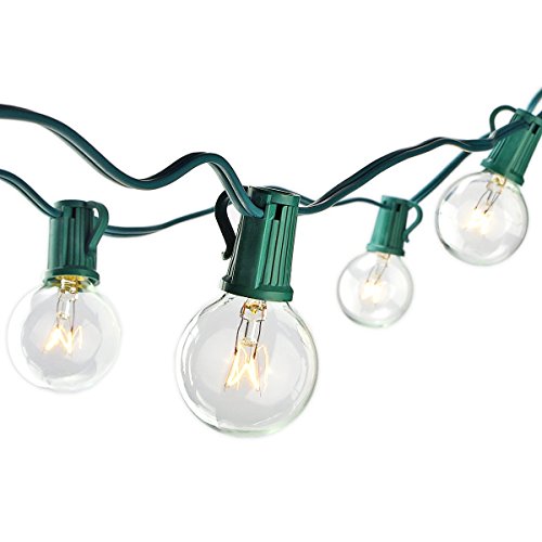 Pansdore Patio Lights G40 25ft Party Globe Vintage String Light Holiday Backyard 25 Clear Bulbs Warm White