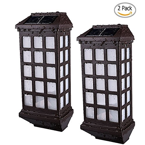 Solar Wall Lights ThorFire CL08 Solar Powered Outdoor Fence Lights Waterproof LED Solar Sensor Lights for Garden Patch Porch Patio Yard Outside Wall with Light Sensor Auto OnOff 2 pack