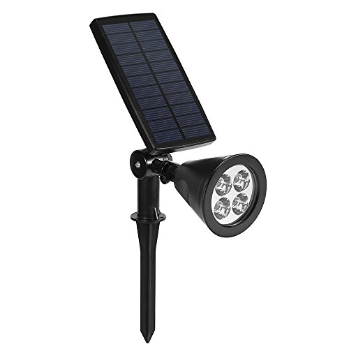 Dostyle Solar Spotlights Bigger Solar Panels 2-in-1 350&deg Adjustable 4 Led Lights Outdoor Waterproof Landscape