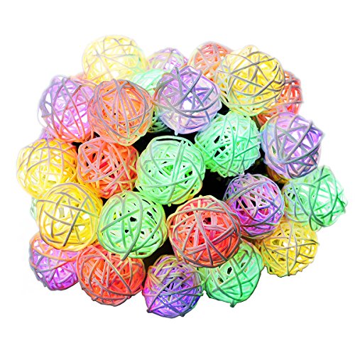 Cymas Solar String Lights Rattan Globe 30LED Outdoor Decorative Light for Outdoor Indoor Decoration