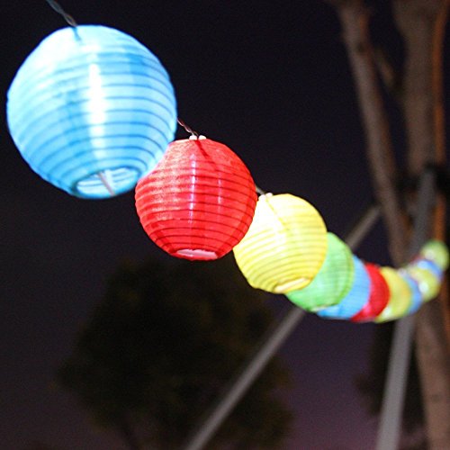 E-joyÂ Solar Color Led Chinese String Lights Outdoor Decorative Lights for Patio Garden Lawn 10 Pc Colar Lanterns