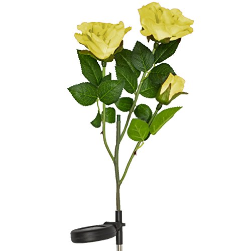 Led Concepts&reg Solar Rose Lightsndash Solar Powered Outdoor Decorative Flower Led Lights yellow