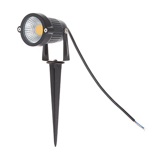 Lemonbest High Power Outdoor Decorative Lamp Lighting 5W COB LED Landscape Garden Wall Yard Path Light Warm White DC 12V w Spiked Stand