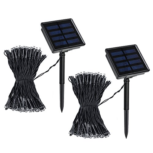 Litom Outdoor Solar String Lights 200 Led Solar Decorative Power Light With 8 Working Modes 2 Pack