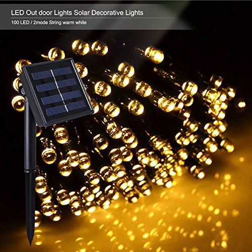 Outdoor Solar Power Decorative String Lights Costech 100 LED 33 ft Water resistant Christmas Globe for PartyWedding DecorationPatioGardenHolidayTree Decor and More String-Warm White